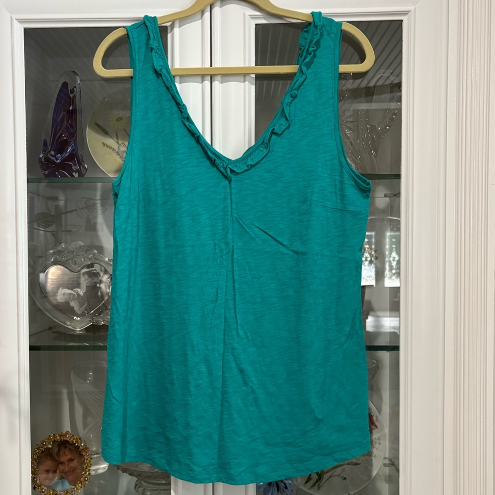 Lilly Pulitzer Green Ruffled Sleeveless Tank Top